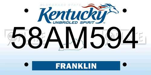 58AM594 Kentucky License Plate