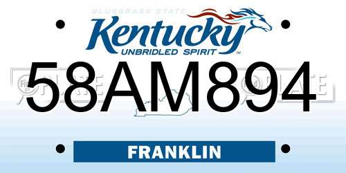 58AM894 Kentucky License Plate