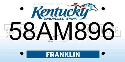 58AM896 Kentucky License Plate
