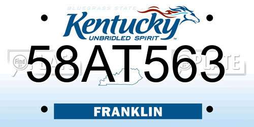 58AT563 Kentucky License Plate