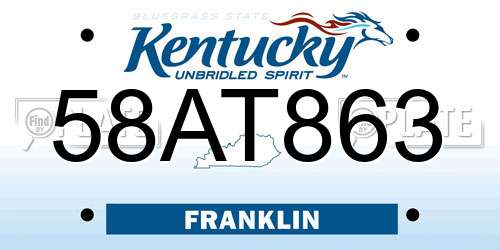 58AT863 Kentucky License Plate