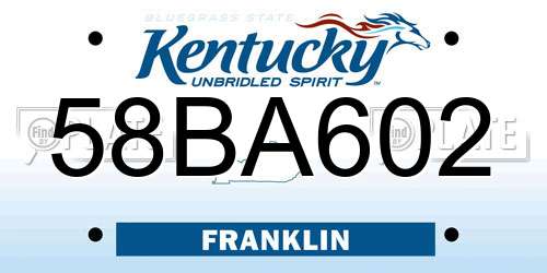 58BA602 Kentucky License Plate