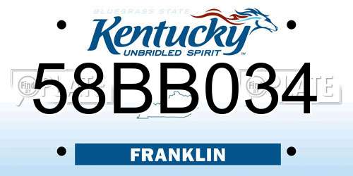 58BB034 Kentucky License Plate