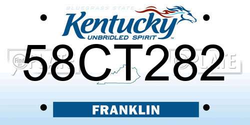 58CT282 Kentucky License Plate