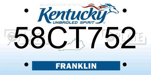 58CT752 Kentucky License Plate