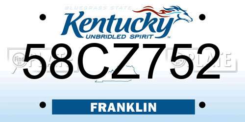 58CZ752 Kentucky License Plate