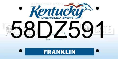 58DZ591 Kentucky License Plate