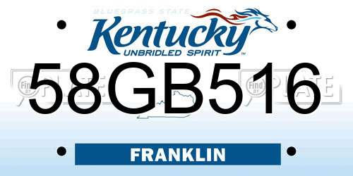58GB516 Kentucky License Plate