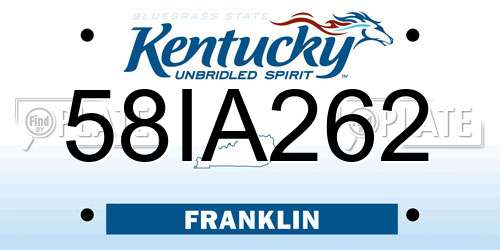 58IA262 Kentucky License Plate