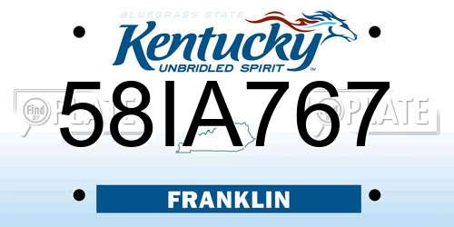 58IA767 Kentucky License Plate