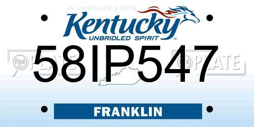58IP547 Kentucky License Plate