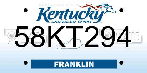 58KT294 Kentucky License Plate