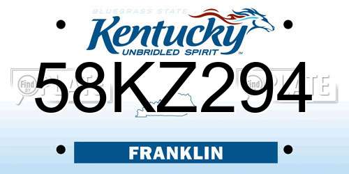 58KZ294 Kentucky License Plate