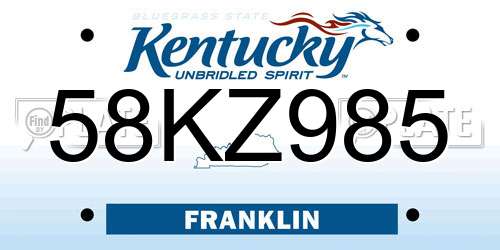 58KZ985 Kentucky License Plate