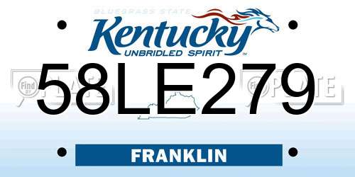 58LE279 Kentucky License Plate