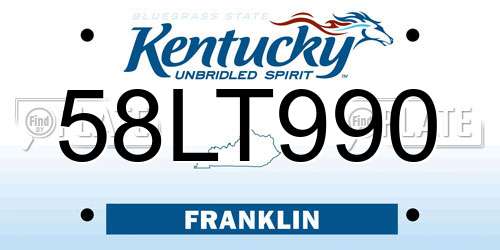 58LT990 Kentucky License Plate