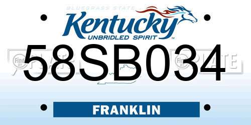 58SB034 Kentucky License Plate