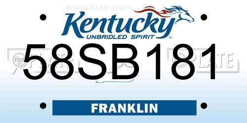 58SB181 Kentucky License Plate