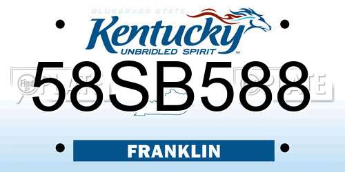 58SB588 Kentucky License Plate