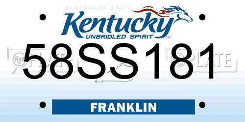 58SS181 Kentucky License Plate