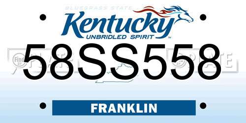 58SS558 Kentucky License Plate