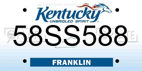 58SS588 Kentucky License Plate