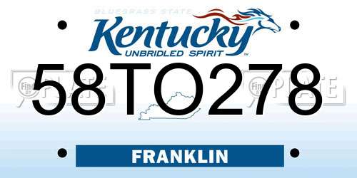 58TO278 Kentucky License Plate