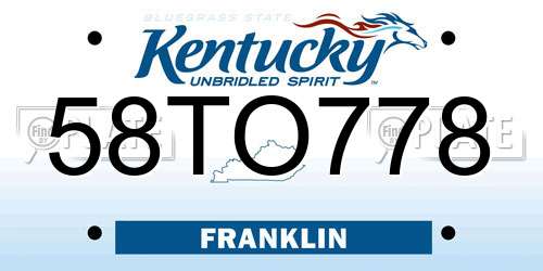 58TO778 Kentucky License Plate