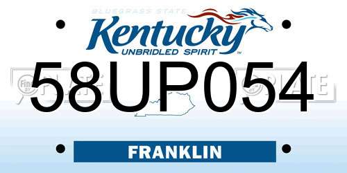 58UP054 Kentucky License Plate
