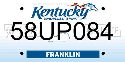 58UP084 Kentucky License Plate