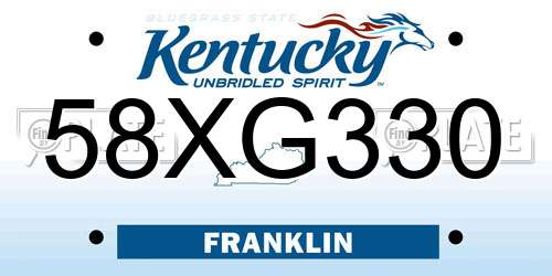 58XG330 Kentucky License Plate