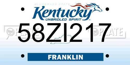 58ZI217 Kentucky License Plate