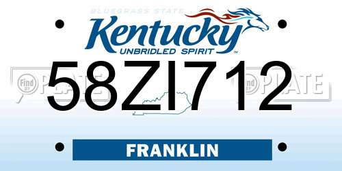 58ZI712 Kentucky License Plate