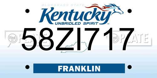 58ZI717 Kentucky License Plate