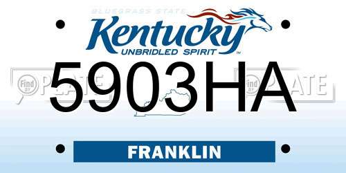 5903HA Kentucky License Plate