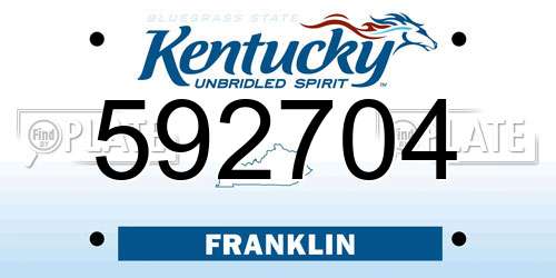 592704 Kentucky License Plate