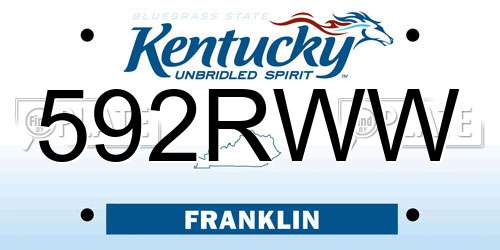 592RWW Kentucky License Plate