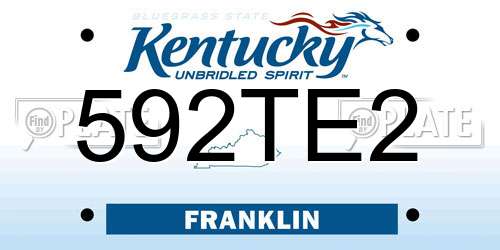 592TE2 Kentucky License Plate