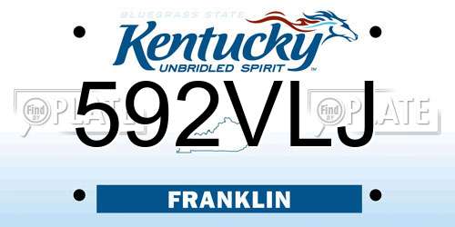 592VLJ Kentucky License Plate