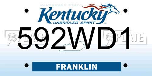 592WD1 Kentucky License Plate
