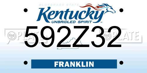 592Z32 Kentucky License Plate
