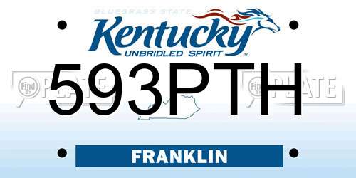 593PTH Kentucky License Plate