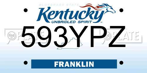 593YPZ Kentucky License Plate