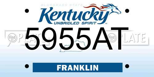 5955AT Kentucky License Plate