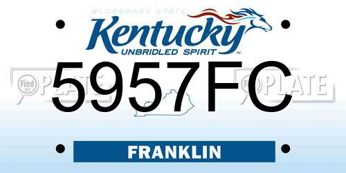 5957FC Kentucky License Plate