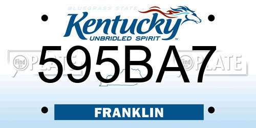 595BA7 Kentucky License Plate