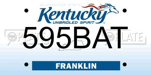 595BAT Kentucky License Plate