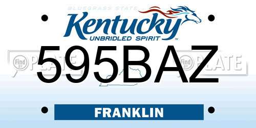 595BAZ Kentucky License Plate