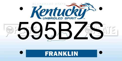 595BZS Kentucky License Plate