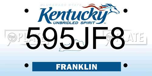 595JF8 Kentucky License Plate